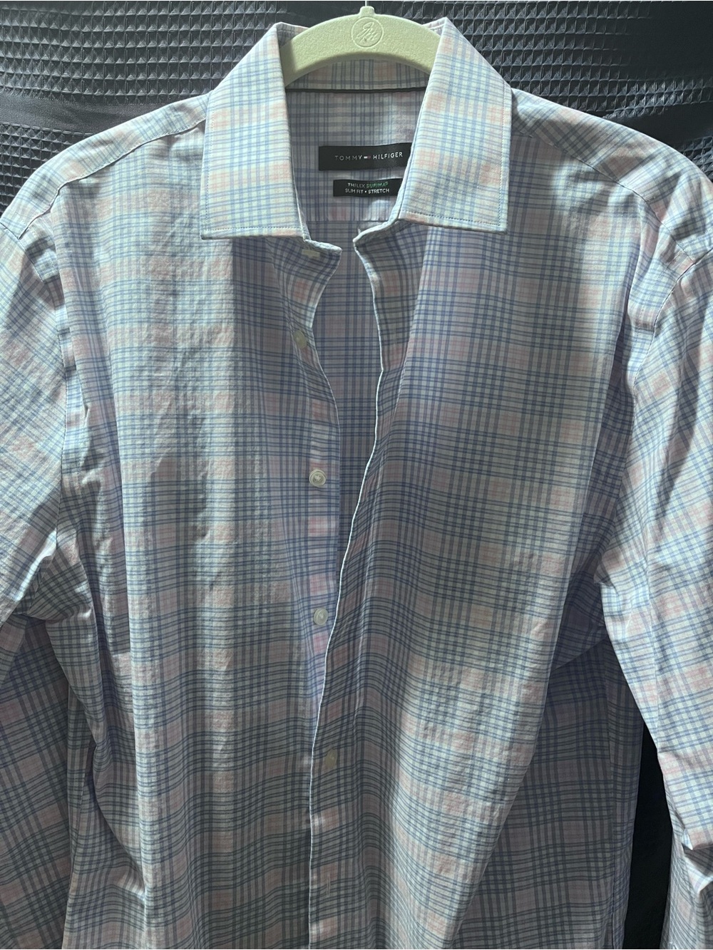Tommy Hilfiger Blue and Pink Plaid Dress Shirt